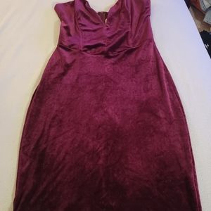 LOVE CULTURE Red Velvet Tube Strapless Dress L Large